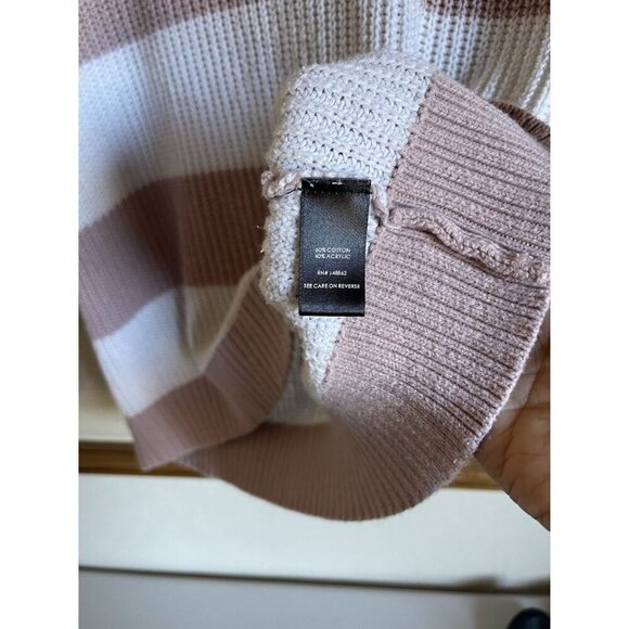 TORRID Size 0/US 12/Large Pink White Striped Cotton Blend Pullover Relaxed Sweat - Picture 7 of 7